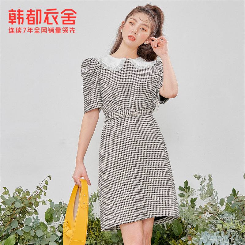 韩都衣舍连衣裙2022夏装腰带裙子 韩都衣舍连衣裙
