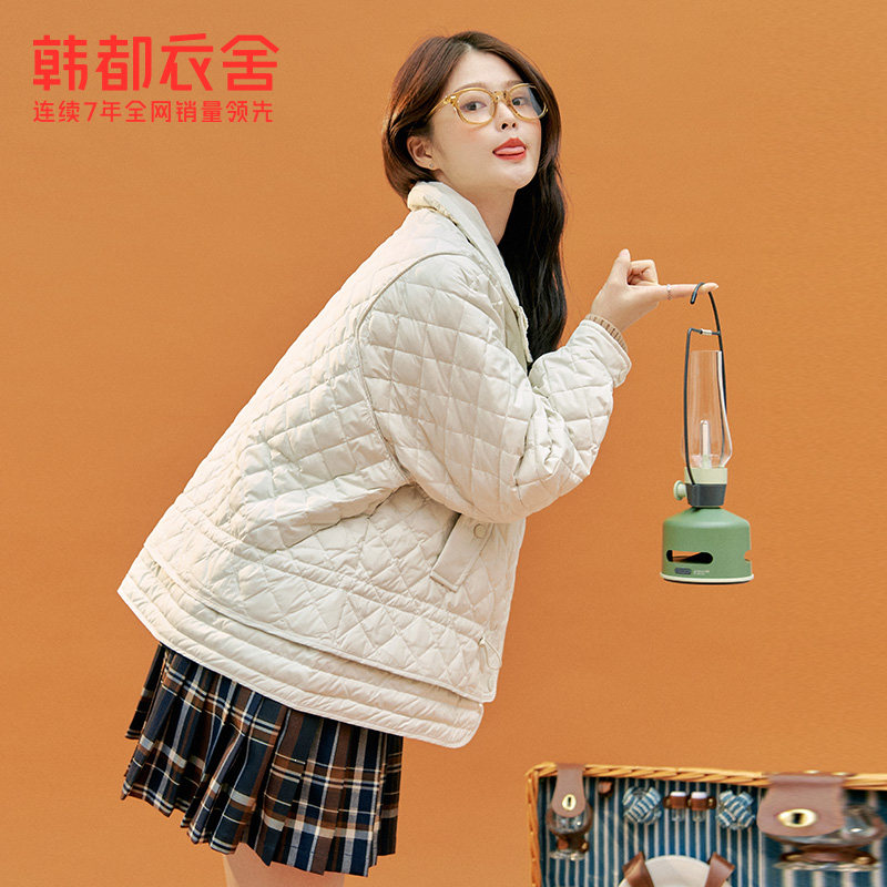 韩都衣舍2021冬装外套保暖显瘦菱格 韩都衣舍羽绒服