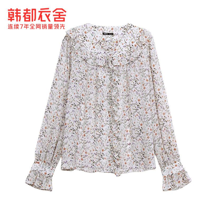 韩都衣舍2020秋新款女甜辣碎花衬衫 韩都衣舍衬衫