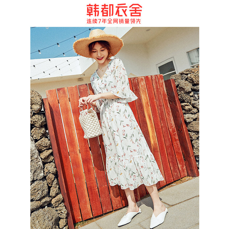 韩都衣舍旗舰店2019新款夏装学生女 韩都衣舍敏丽连衣裙