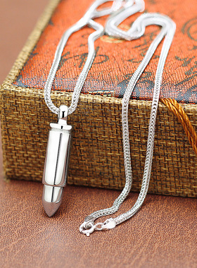 s925纯银男女士子弹头项链吊坠