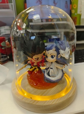 哪咤盲盒展示盒泡泡玛特魔童闹海敖丙周边手办哪吒防尘玻璃罩摆件