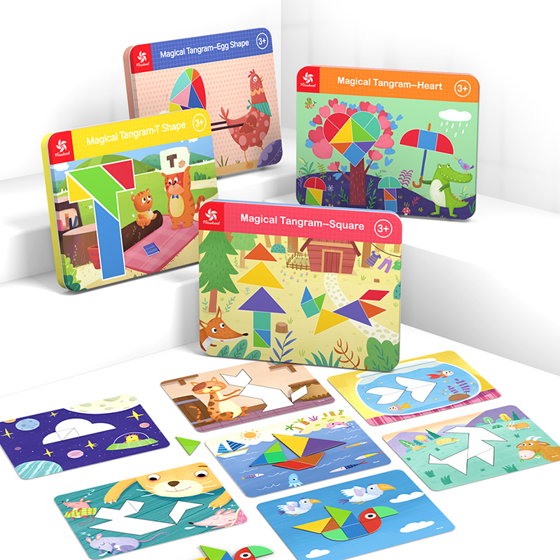 pinwheel贝曼儿童磁性七巧板拼图男女孩磁力片玩具幼儿园益智教具 - 图0