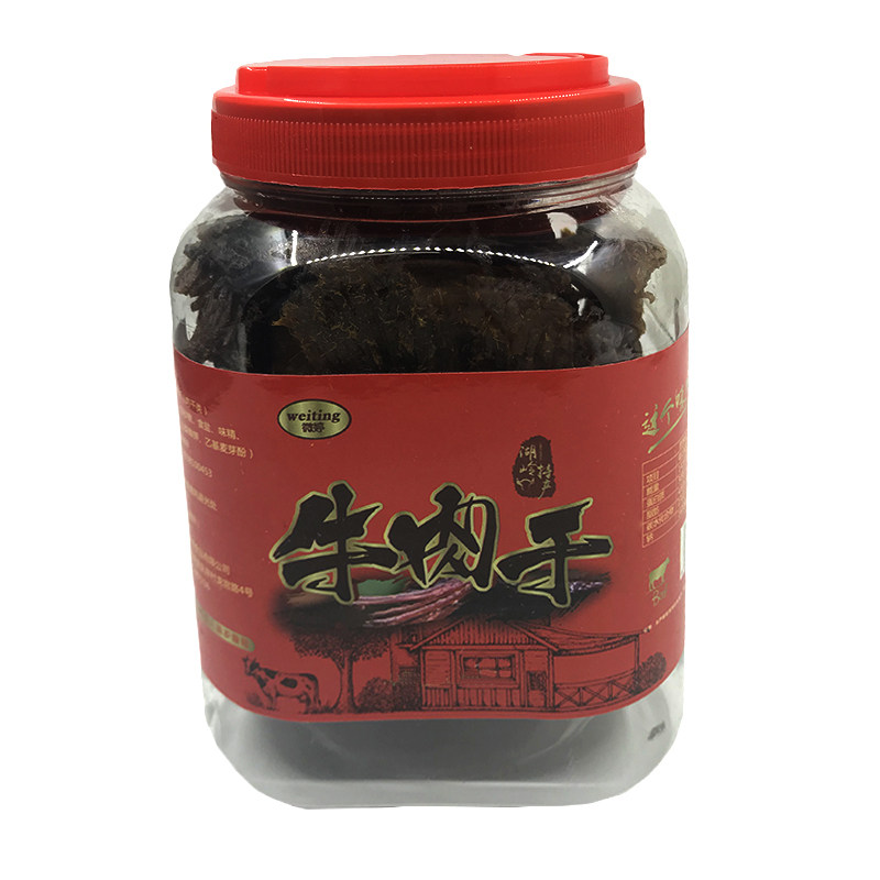 湖岭桶装连桶500g手撕黄牛肉干 集结号食品铺牛肉类
