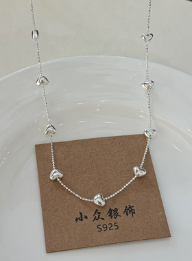 精致ins爱心米粒925银项链女生款