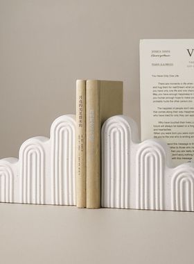 贝汉美北欧风简约波浪型书挡摆件高档客厅玄关酒柜陶瓷家居