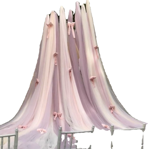 粉紫色淡黄色软纱幔婚礼迎宾背景瀑布纱装饰活动舞台布置网纱 - 图0
