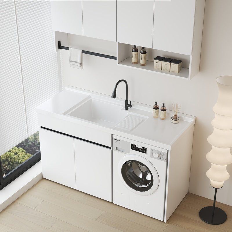 定制蜂窝铝阳台洗衣机伴侣洗衣柜组合切角定制石英石洗衣盆带搓板,淘宝优惠券,粉丝福利购,淘宝优惠卷