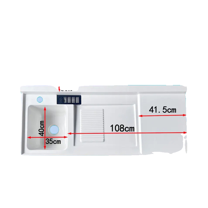 定制洗衣机柜台盆阳台双下水台面带石英石一体成型洗衣池厂家直销 - 图3