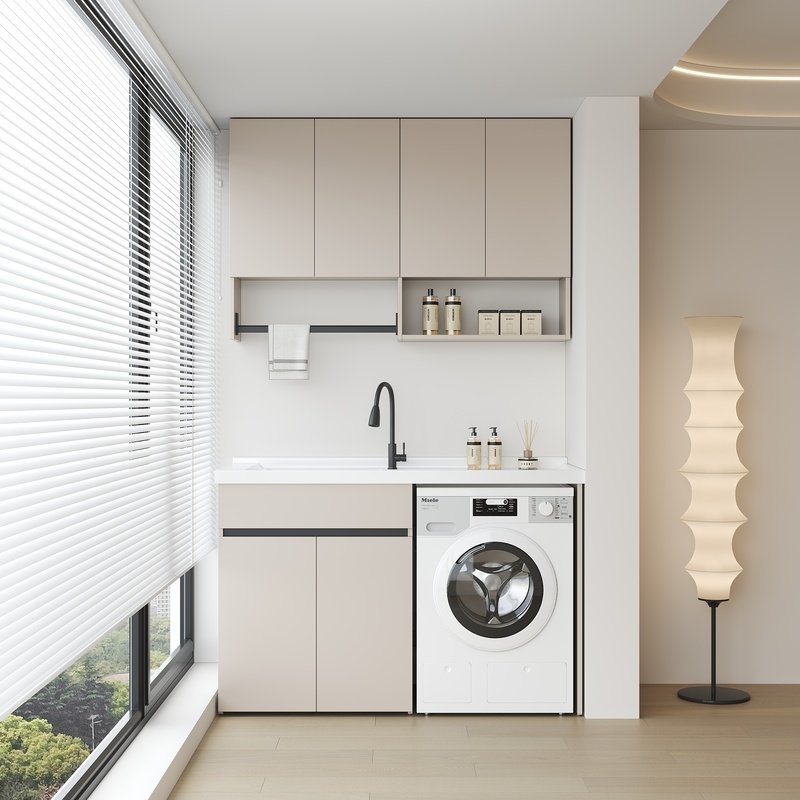 定制蜂窝铝阳台洗衣机伴侣洗衣柜组合切角定制石英石洗衣盆带搓板,淘宝优惠券,粉丝福利购,淘宝优惠卷