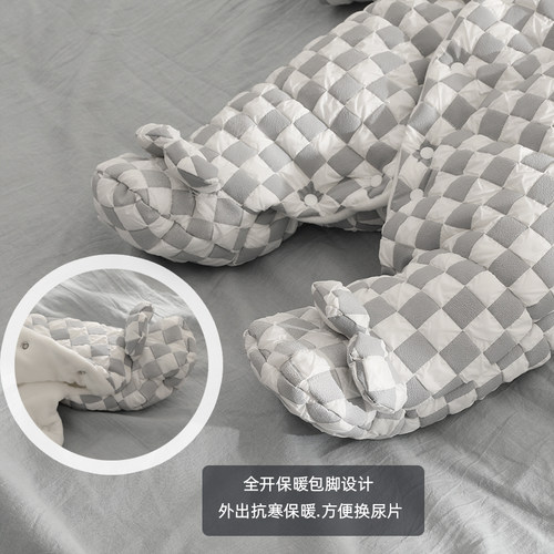 新生婴儿衣服冬装连体衣男女宝宝保暖加厚哈衣外出抱衣棉包脚可爱 - 图1