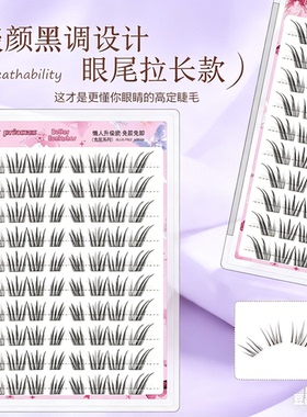 远方公主轻狐系黑知秋假睫毛自然仿真棕色单簇斜飞眼睫毛新手