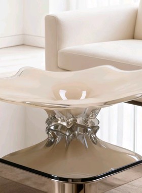 现代蓝灰琥珀渐变果盘摆件