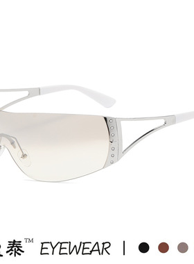 新款无框点钻连体时尚潮流运动眼镜未来风千禧年亚马逊爆款太阳镜