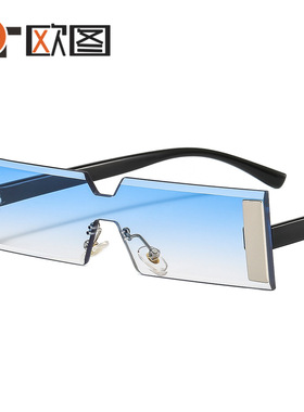 欧图无框跨境爆卖太阳镜 彩色流行小方框连体眼镜男女士墨镜79001