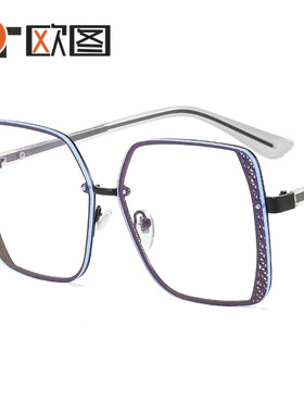 欧图新款方框金属彩色防蓝光太阳镜跨境欧美复古时尚女士眼镜3805