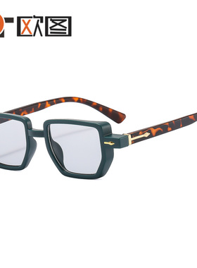 欧图新款小框不规则男女士个性朋克太阳镜PC材质防紫外线休闲墨镜