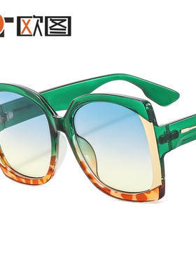 跨境方框大码彩色男女士太阳镜欧美时尚摩登气质墨镜5601