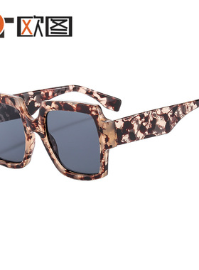 新款大框方框拼色太阳镜M6139 百搭街拍修脸欧美女士墨镜