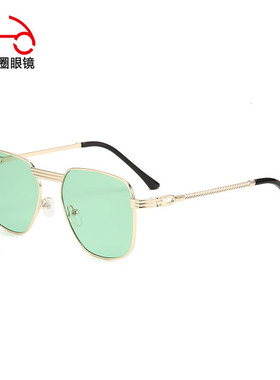 两个圈 新款潮流海洋片女士太阳镜金属全框墨镜大框个性眼镜