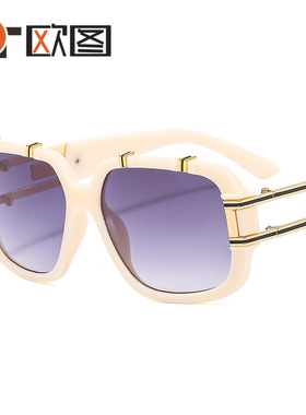 新款跨境欧美太阳镜户外复古摩登眼镜男女ins朋克金属感百搭墨镜