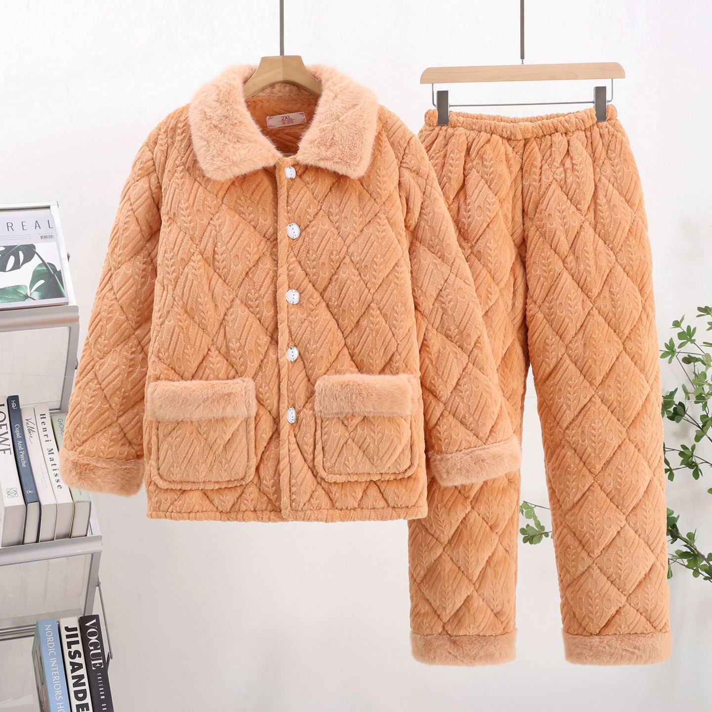 睡衣女秋冬加厚加绒2025新款法兰绒三层夹棉珊瑚绒红色家居服套装,淘宝优惠券,粉丝福利购,淘宝优惠卷