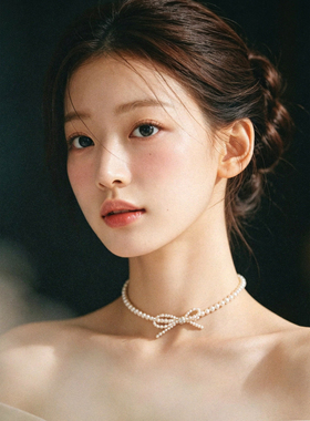 韩式千金风简约小众珍珠蝴蝶结项链女细链条高级感百搭颈链choker