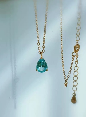 法式复古蓝色925纯银项链