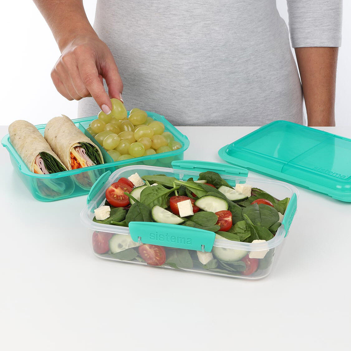 新西兰进口sistema正品便携三明治盒双层午餐便当盒 可微波炉加热 - 图2