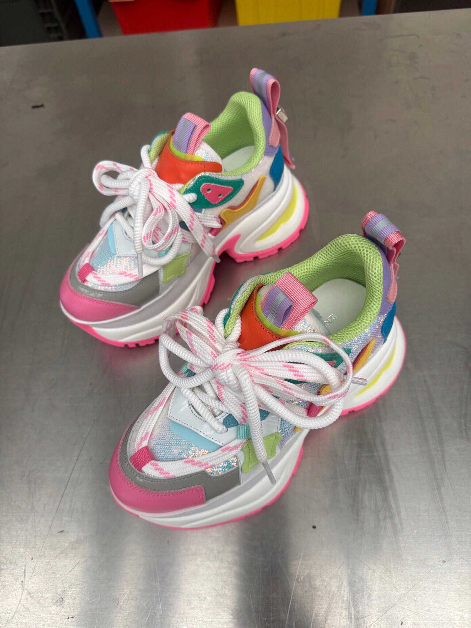 欧洲站原厂真皮厚底老爹鞋女25新款松糕增高跟8cm拼色运动休闲鞋,淘宝优惠券,粉丝福利购,淘宝优惠卷