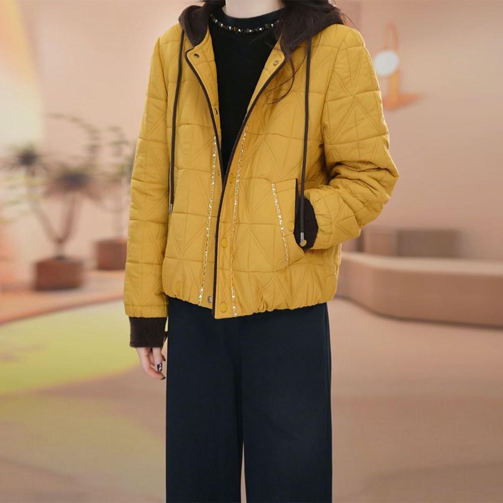 洋气简约轻薄连帽棉服女2025年冬季休闲显瘦减龄遮肉百搭保暖外套,淘宝优惠券,粉丝福利购,淘宝优惠卷