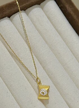 金色可爱猫爪甜美小众锁骨链