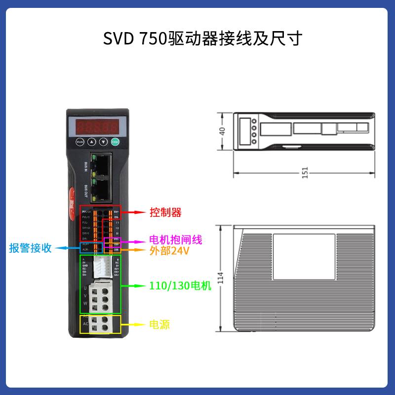 60/80数显交流伺服电机220V驱动器套装小型永磁同步马达400W/750W-图2