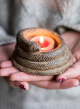 复古小蛇烛台摆件烟灰缸中古风