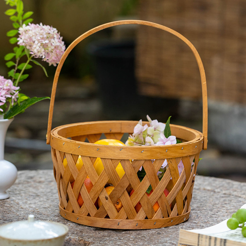 手工编织收纳筐鸡蛋筐手提篮水果蔬菜篮面包零食收纳篮花篮木片篮,淘宝优惠券,粉丝福利购,淘宝优惠卷