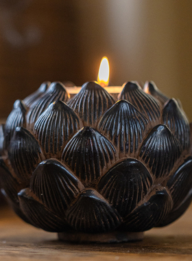 复古莲花烛台高级感禅意古风摆件