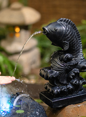 仿石鲤鱼循环流水庭院水景观摆件