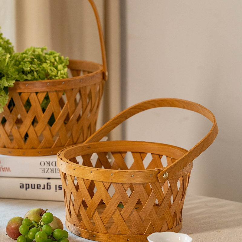 手工编织收纳筐鸡蛋筐手提篮水果蔬菜篮面包零食收纳篮花篮木片篮,淘宝优惠券,粉丝福利购,淘宝优惠卷