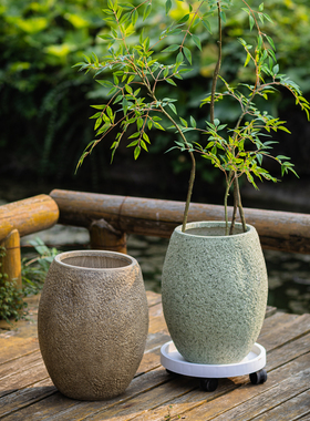 掬涵复古镁泥仿陶落地花盆