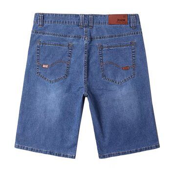 2023 summer 2023 ສັ້ນ denim ບາງ 7 ຈຸດສໍາລັບຜູ້ຊາຍ, stretchy, ວ່າງ, ສະບາຍ, ແນວໂນ້ມການເຮັດວຽກ, ໄວຫນຸ່ມແລະອາຍຸກາງ, ກາງເກງຂະຫນາດໃຫຍ່ 5 ຈຸດ.