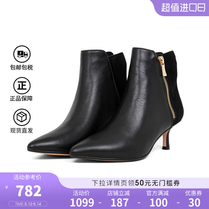 clarks其乐女鞋春秋新款尖头高跟磨砂皮高帮踝靴Violet55 Zip现货-图0