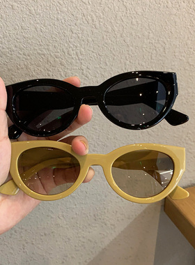 ins绿色框架椭圆复古韩版夜店