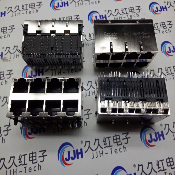 0863-2X4R-54-F进口RJ45网口网络插座 2*4 8口 8P8C 带灯带弹片 - 图0