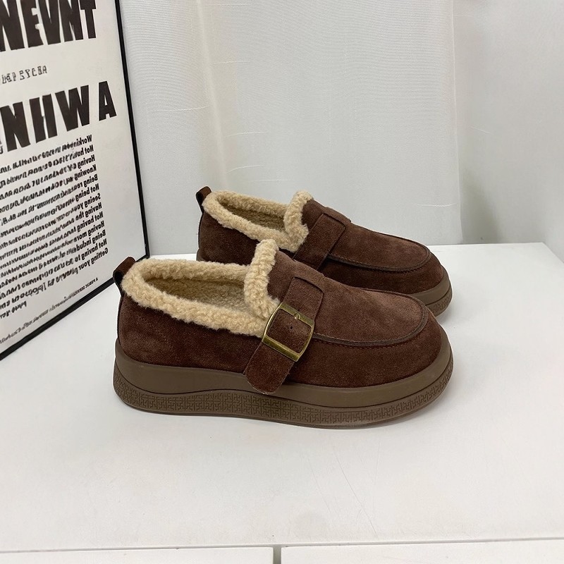 全包勃肯鞋女2026冬季新款真皮厚底孕妇豆豆鞋加绒保暖棉鞋乐福鞋,淘宝优惠券,粉丝福利购,淘宝优惠卷