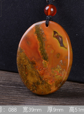 纳悟宣化战国红玛瑙毛衣链吊坠