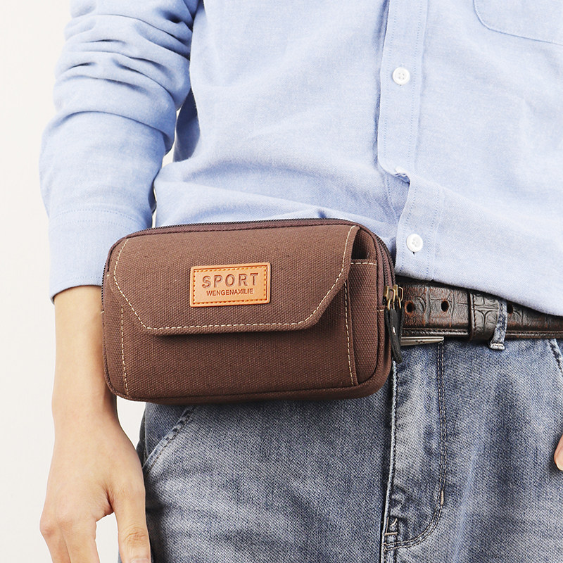 新款帆布手机包男士穿皮带手机套多功能工地干活挂包7.5寸手机包,淘宝优惠券,粉丝福利购,淘宝优惠卷