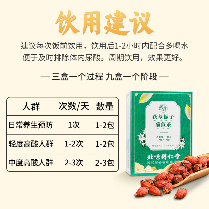 同仁堂菊苣正品栀子茶 种善堂大药房养生茶