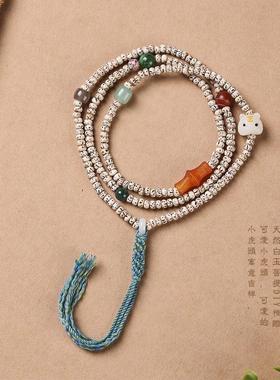 海南星月菩提国潮古风手串手上文玩多圈手链男女款菩提小虎头佛珠