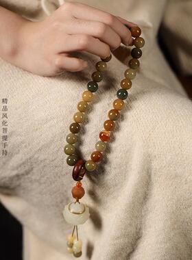 甄选自然风化菩提根敦煌菩提佛珠文玩手持脖链民族风夜光石香囊盒