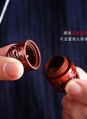 复古香囊车紫檀木雕藏经筒项链毛衣链饰品古风香薰中国风流苏挂件